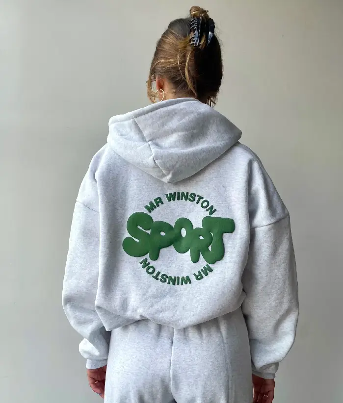 Mr Winston Grey Marle Puff Hoodie Mr Winston Grey Marle Puff Hoodie